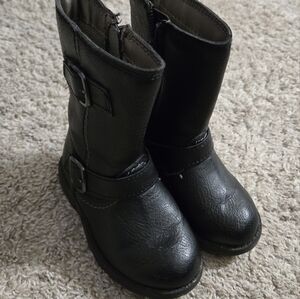 Kids Black Leather Boots